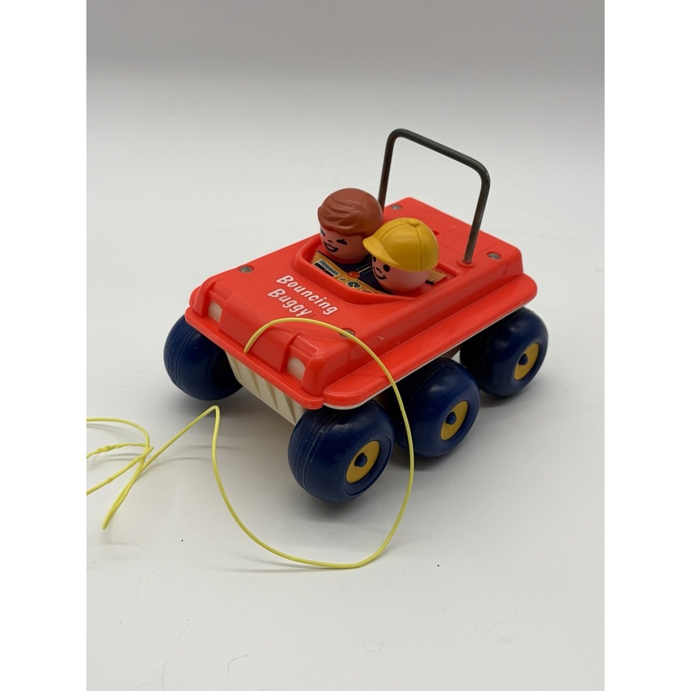 Vintage 1973 Fisher-Price Bouncing Buggy Pull Toy Car Little People USA